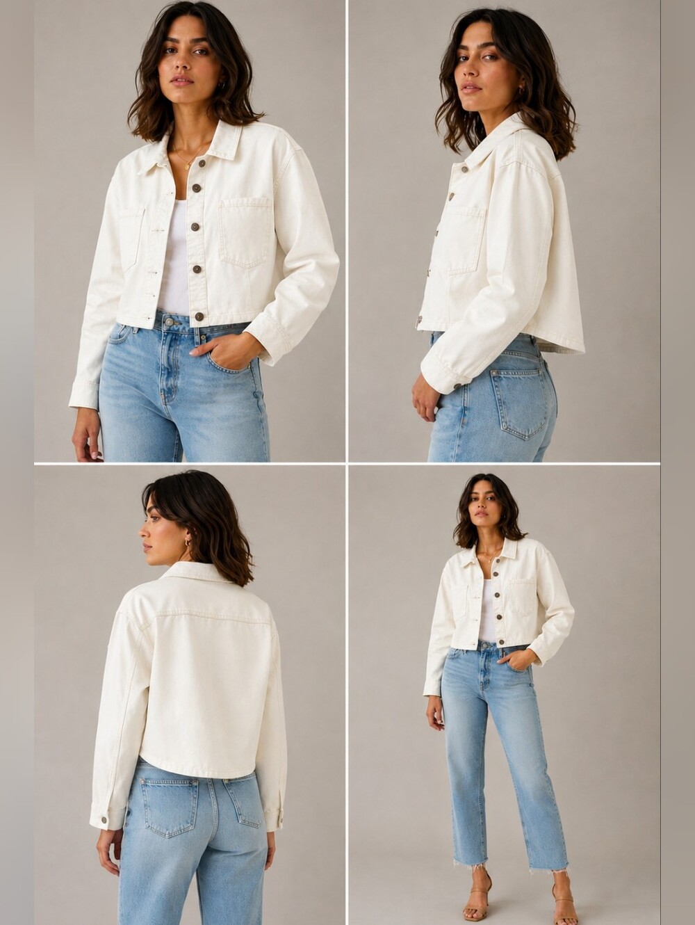 Z Supply Women's Cropped Cream Denim Jacket Sz XL - NWT - Picture 2 of 8